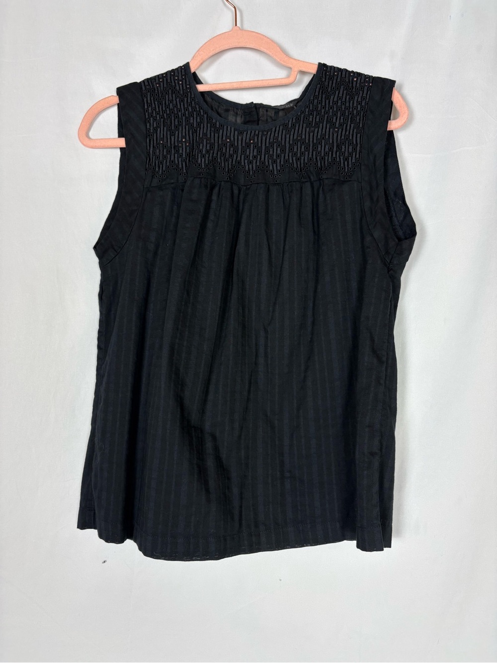 J. Crew Black Sleeveless Embroidered Yoke Camisole
